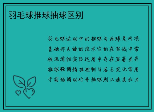 羽毛球推球抽球区别